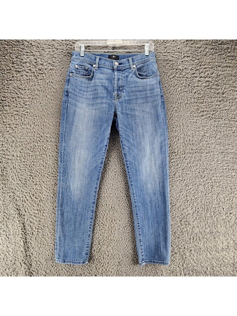 7 For All Mankind Jeans Womens 27 Blue Stretch Denim Skinny Button Fly *Read*